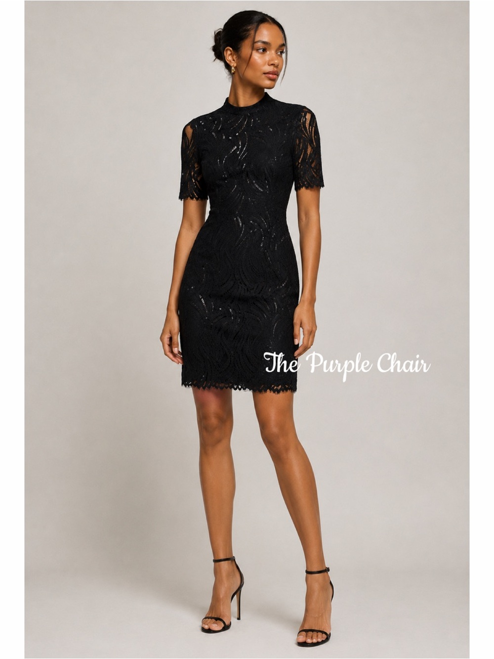 REISS NWT Short Sleeve Black/Navy Shimmer Lace Bodycon Sheath Dress 6